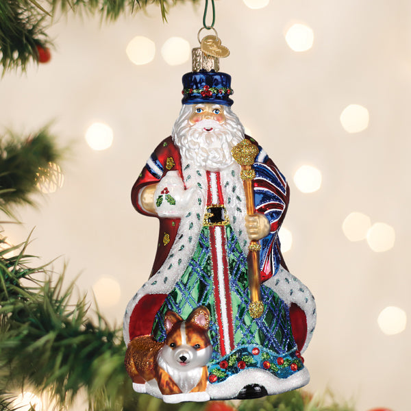Old World Christmas United Kingdom Santa Ornament - hand-blown glass Christmas tree ornament