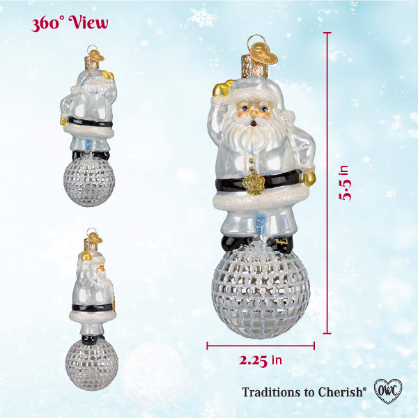 Old World Christmas Disco Fever Santa Ornament - hand-blown glass Christmas tree ornament (view 6)