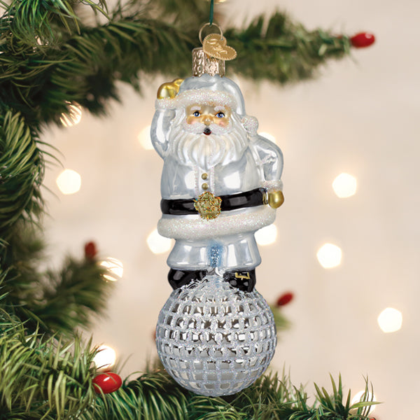 Old World Christmas Disco Fever Santa Ornament - hand-blown glass Christmas tree ornament
