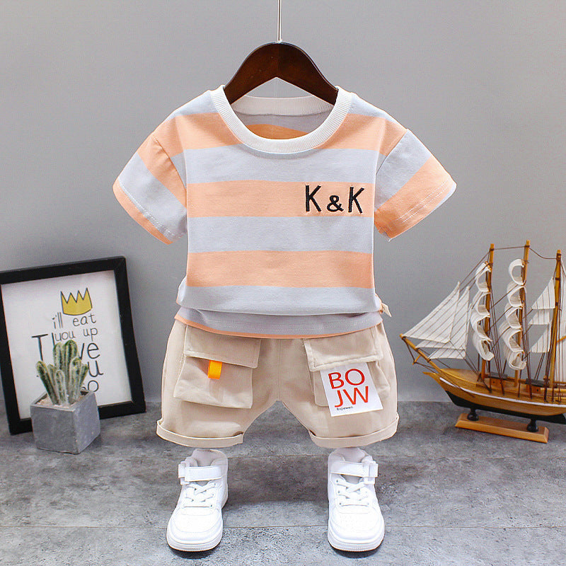Summer Letter Lapel Short Sleeve Two-piece Suit - Cindi Book