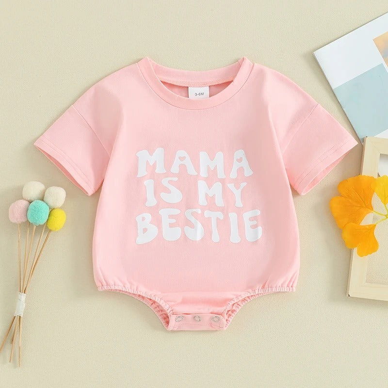 Children's Fashion Casual Letter Print Short-Sleeve Romper