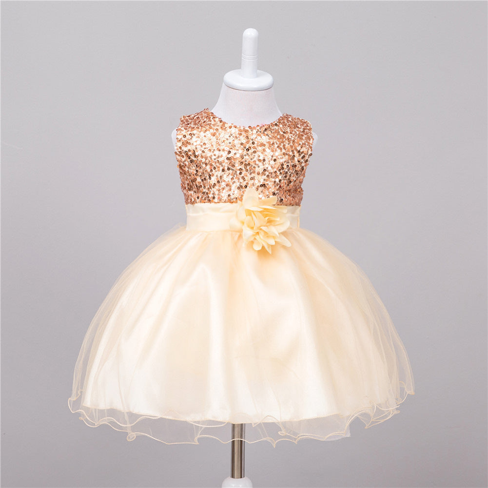 Baby Sequin Dress Flower Girl Wedding Princess Dress - Cindi Book