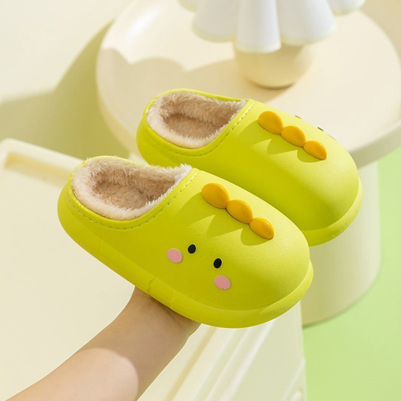 Children's Winter Fleece Lined Thermal Soft Bottom Waterproof Non Slip Outdoor Cotton Slippers - Cindi Book