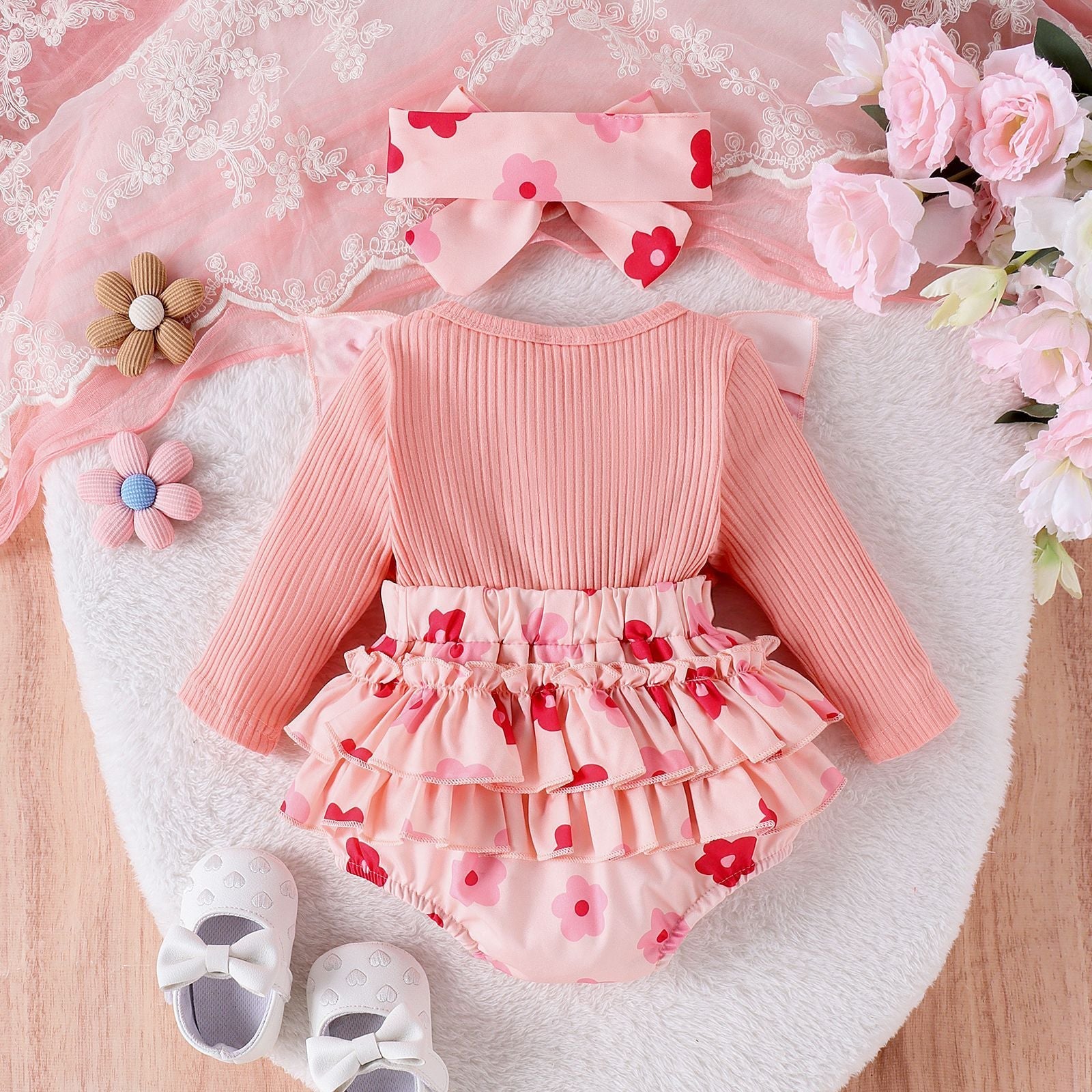 One-piece Romper Pants Bow Headdress Suit - Cindi Book