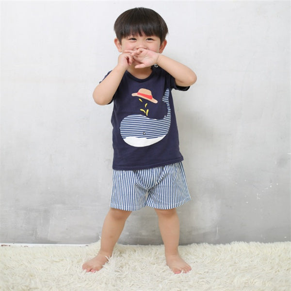 Cartoon Clothing Baby Boy Summer Clothes T-shirt Baby Girl Casual Clothing Sets - Cindi Book