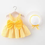 Baby Girl Plaid Skirt Fashion Girl Skirt Free Straw Hat - Cindi Book