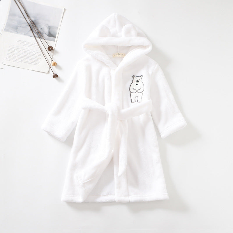 Flannel Bathrobe Boys' Home Wear With Hood - Cindi Book