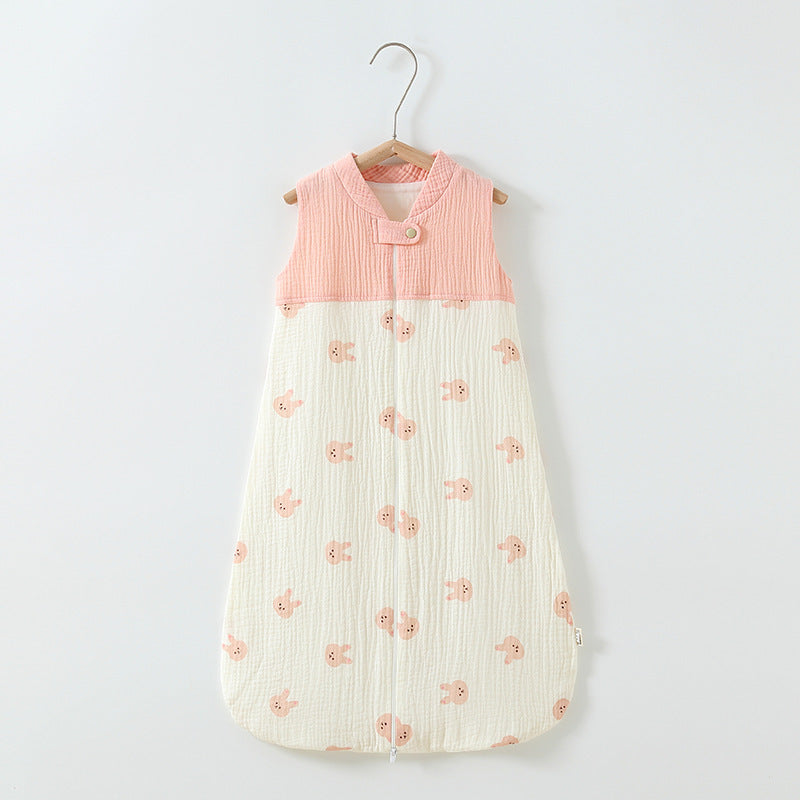 Baby Sleeping Bag Double Layer Patchwork Stand-up Collar Gauze Waistcoat Sleeping Bag - Cindi Book