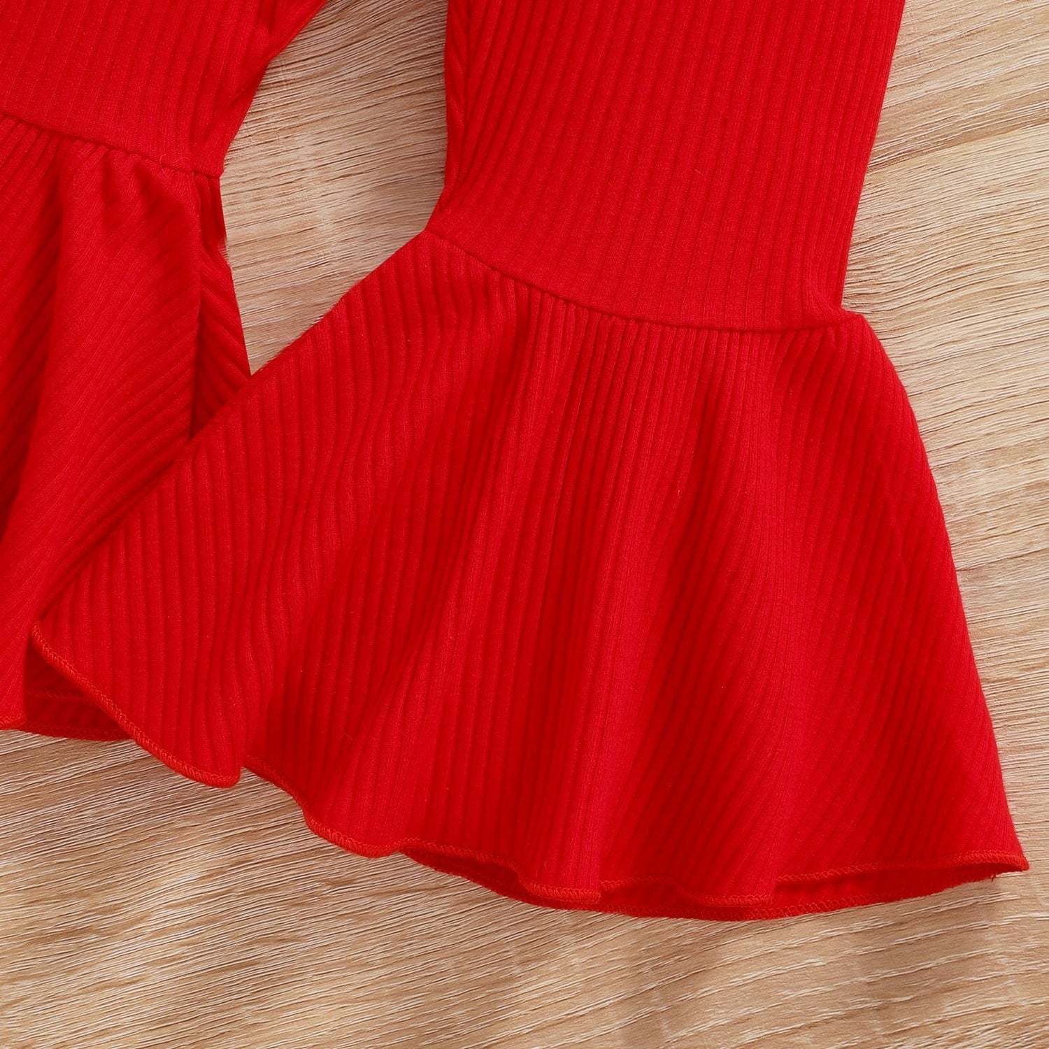 Christmas Autumn and Winter Girl Letter Jumpsuit Velvet Stitching Plush Bell-Bottom Pants Children Set