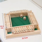 Deluxe Four Sided Shut The Box Dice Board Game 4 Sided 10 Number Wooden Flaps Dices Game Set for Pub Bar Party Supplies - Cindi Book