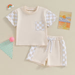 Women's Casual Plaid Pocket Short Sleeve Suit - Cindi Book