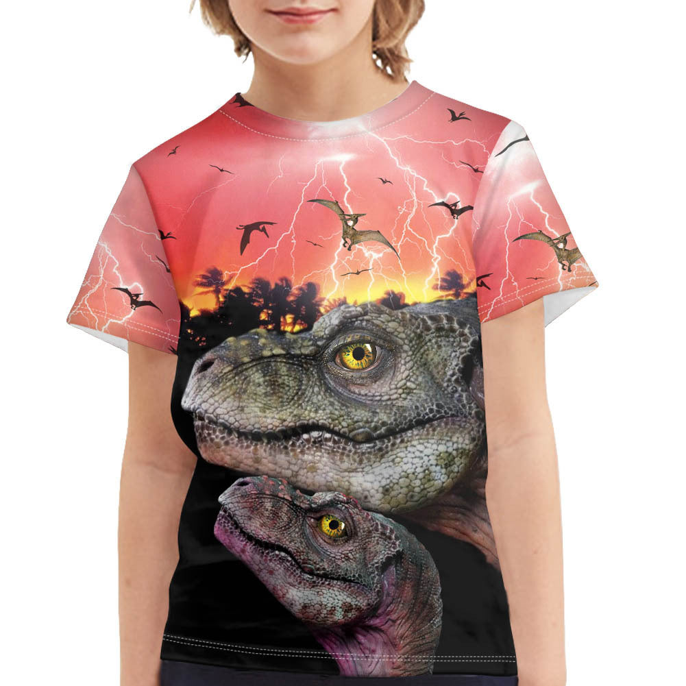 Summer Dinosaur Full Print Boy's T-shirt - Cindi Book