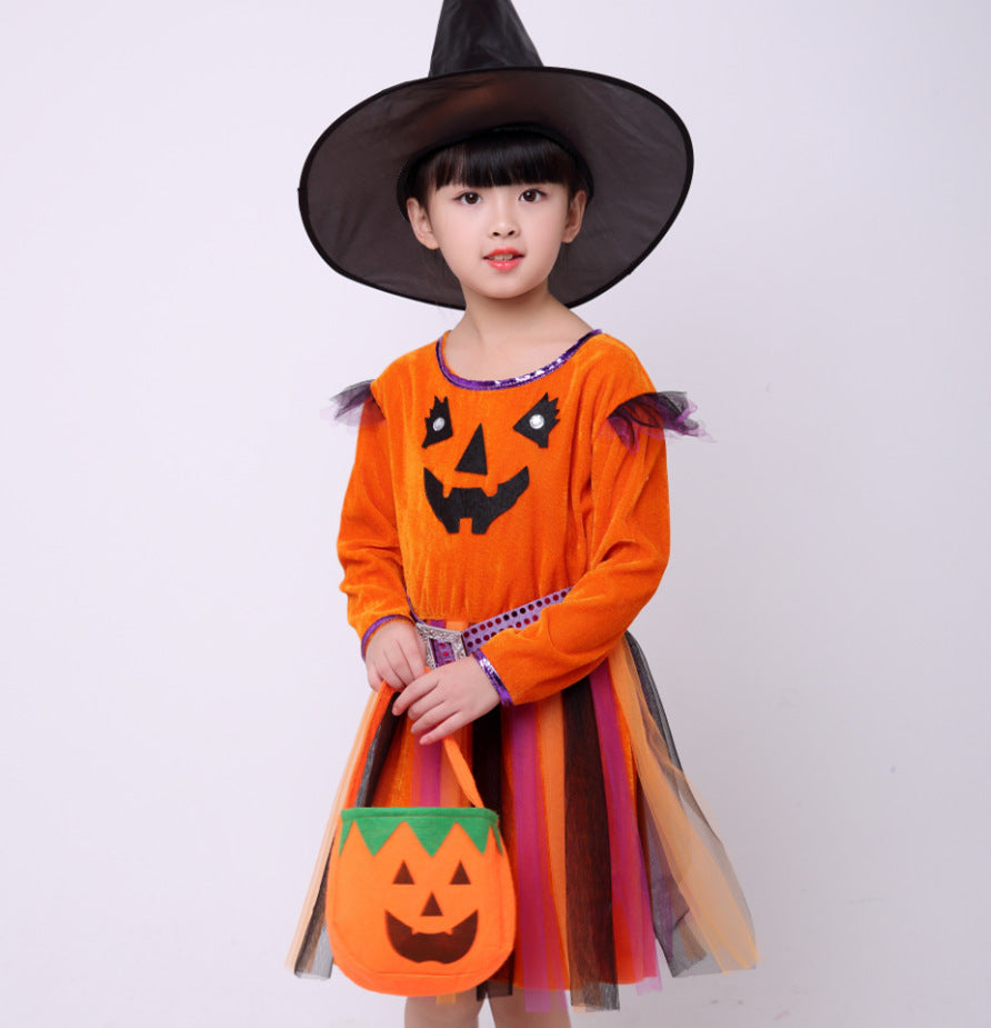 Children's Halloween costume girls pumpkin costume - Cindi Book