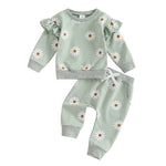 European And American Little Daisy Printing Long Sleeve Trousers Suit - Cindi Book