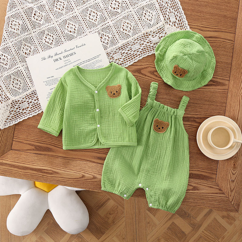 Baby Summer Wear Gauze Suspender Pants Thin Hooded - Cindi Book
