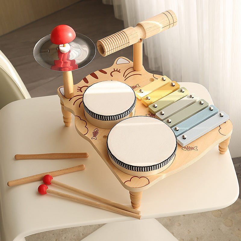 Children's Montessori Early Education Wooden Multifunctional Drum Stand - Cindi Book