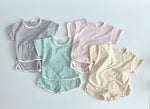 Breathable Stripes Homewear Short Sleeve Shorts Outwear Children's Clothing - Cindi Book