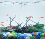 American Seahorse Pneumatic Fish Tank Decoration Aquarium Scenery Package Aerobic Toys Deep Sea Rotten Ship Sunk - Cindi Book