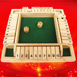 Deluxe Four Sided Shut The Box Dice Board Game 4 Sided 10 Number Wooden Flaps Dices Game Set for Pub Bar Party Supplies - Cindi Book