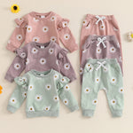 European And American Little Daisy Printing Long Sleeve Trousers Suit - Cindi Book