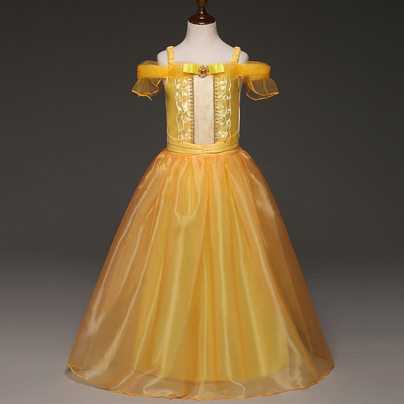 Princess Dress Erted Beads Bright Silk Performance Dress