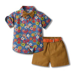 Bowknot Short-sleeved Cardigan Boys' Shorts Two-piece Set - Cindi Book