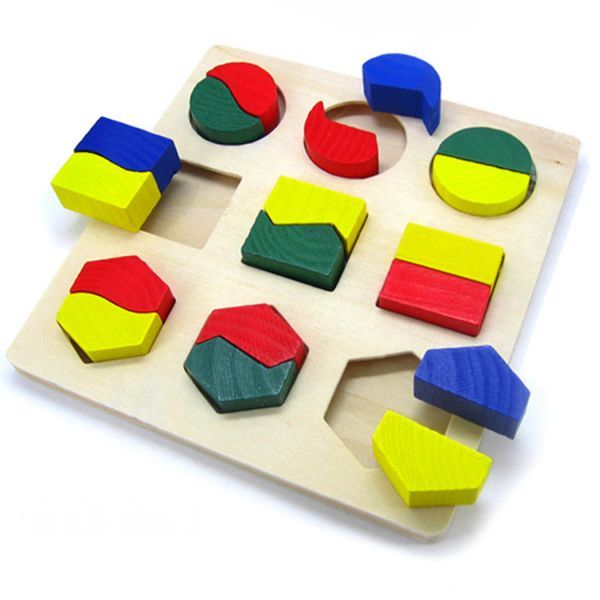 Wooden Geometrical Shape Baby Toy Jigsaw - Cindi Book
