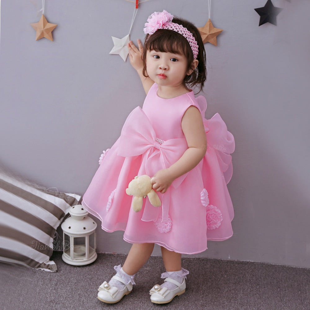 The Spring And Summer Of Years Old Female Infant Baby Child Princess Dress Girls DressPink Flower Girl Dress Skirt - Cindi Book