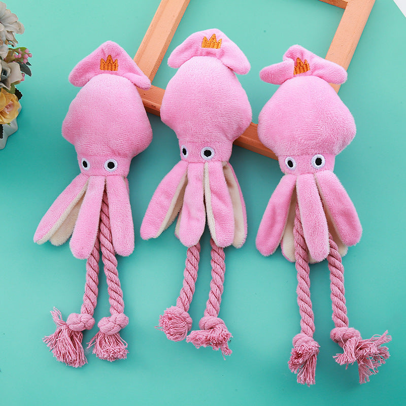 Vocal Cotton String Octopus Bite-resistant Teeth Cleaning Interactive Pet Toy - Cindi Book