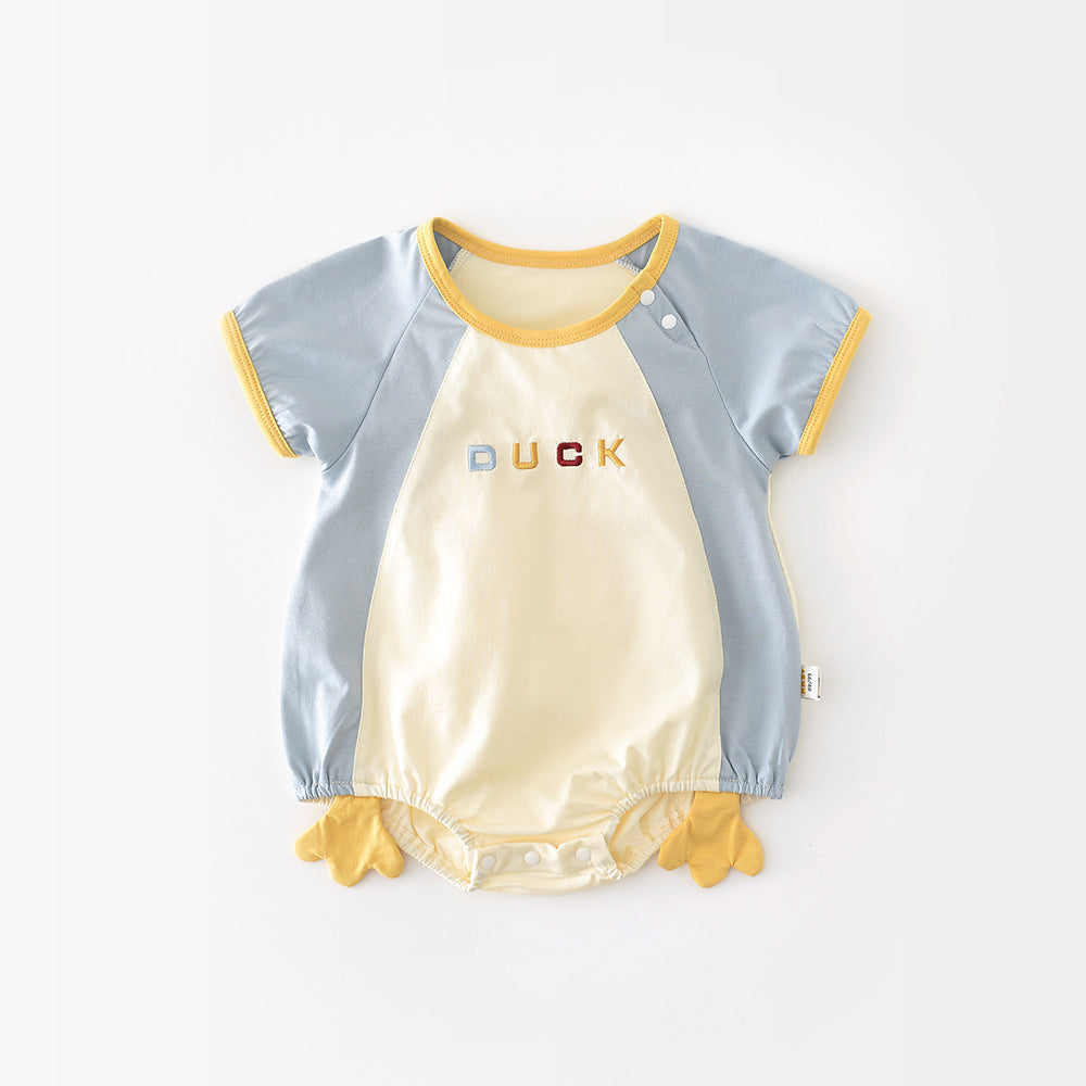 Newborn Contrast Color Short Sleeve Rompers 52857