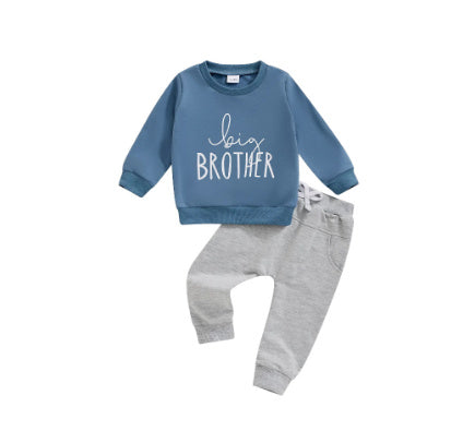 Casual Boy Letter Printed Crew Neck Sweatshirt Trousers Suit - Cindi Book