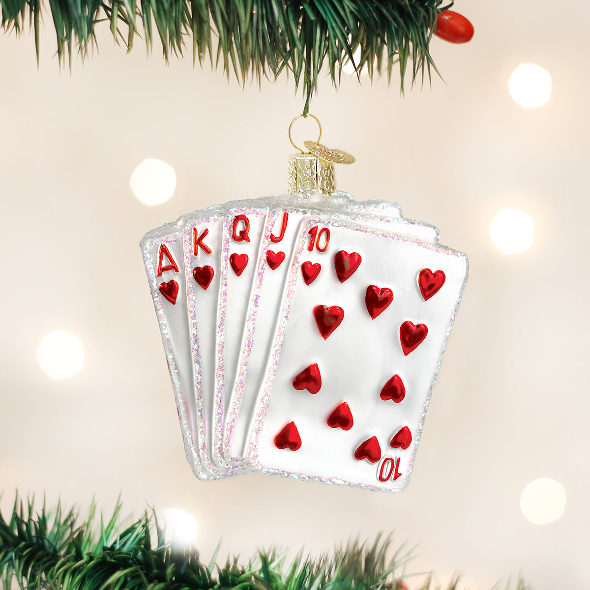 Old World Christmas Royal Flush Ornament - hand-blown glass Christmas tree ornament