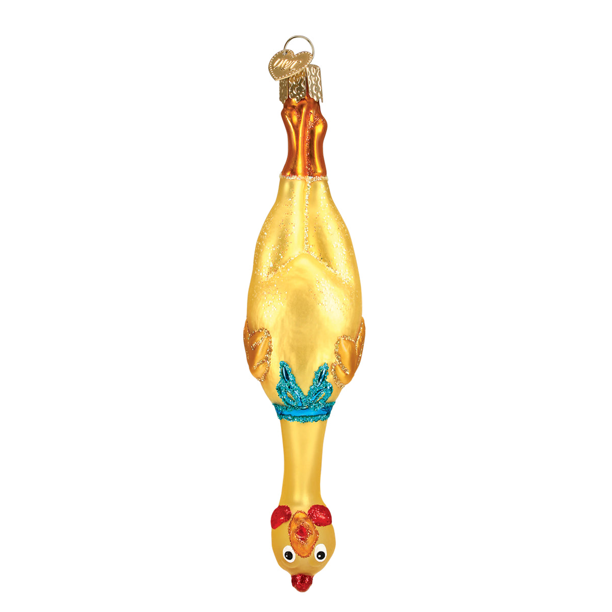 Old World Christmas Rubber Chicken Ornament - hand-blown glass Christmas tree ornament (view 3)