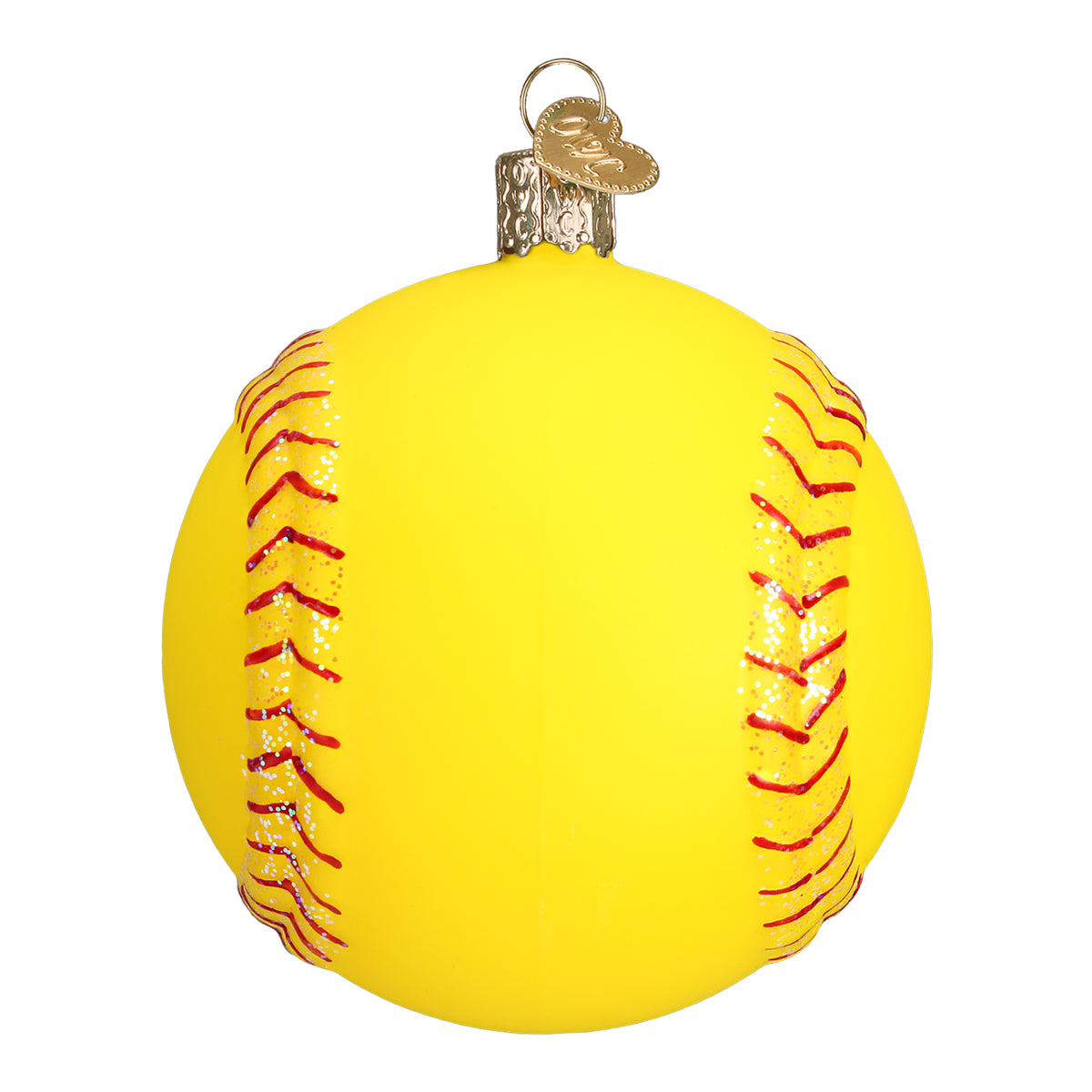 Old World Christmas Softball Ornament - hand-blown glass Christmas tree ornament (view 3)