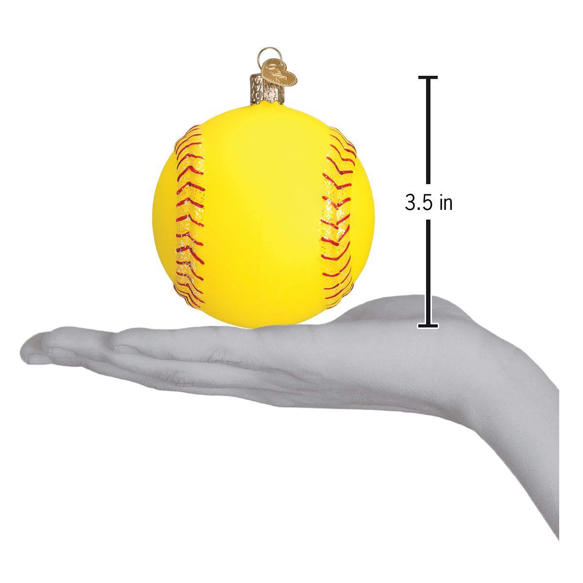 Old World Christmas Softball Ornament - hand-blown glass Christmas tree ornament (view 6)