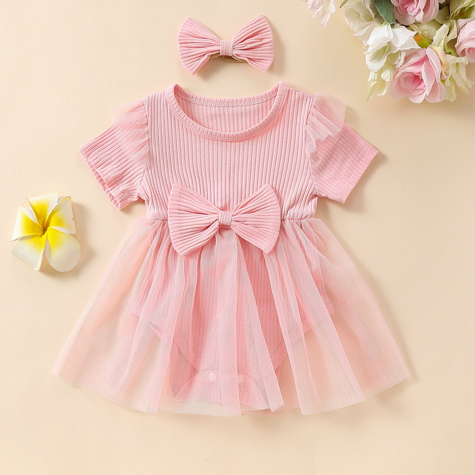 Girls' Multi-color Mesh Flounced Sleeve Short Sleeved Kazakhstan Skirt - Cindi Book