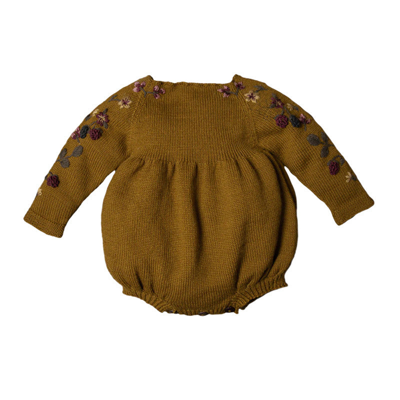 Baby Embroidery Long Sleeve Butt Wrap Clothes Wool - Cindi Book