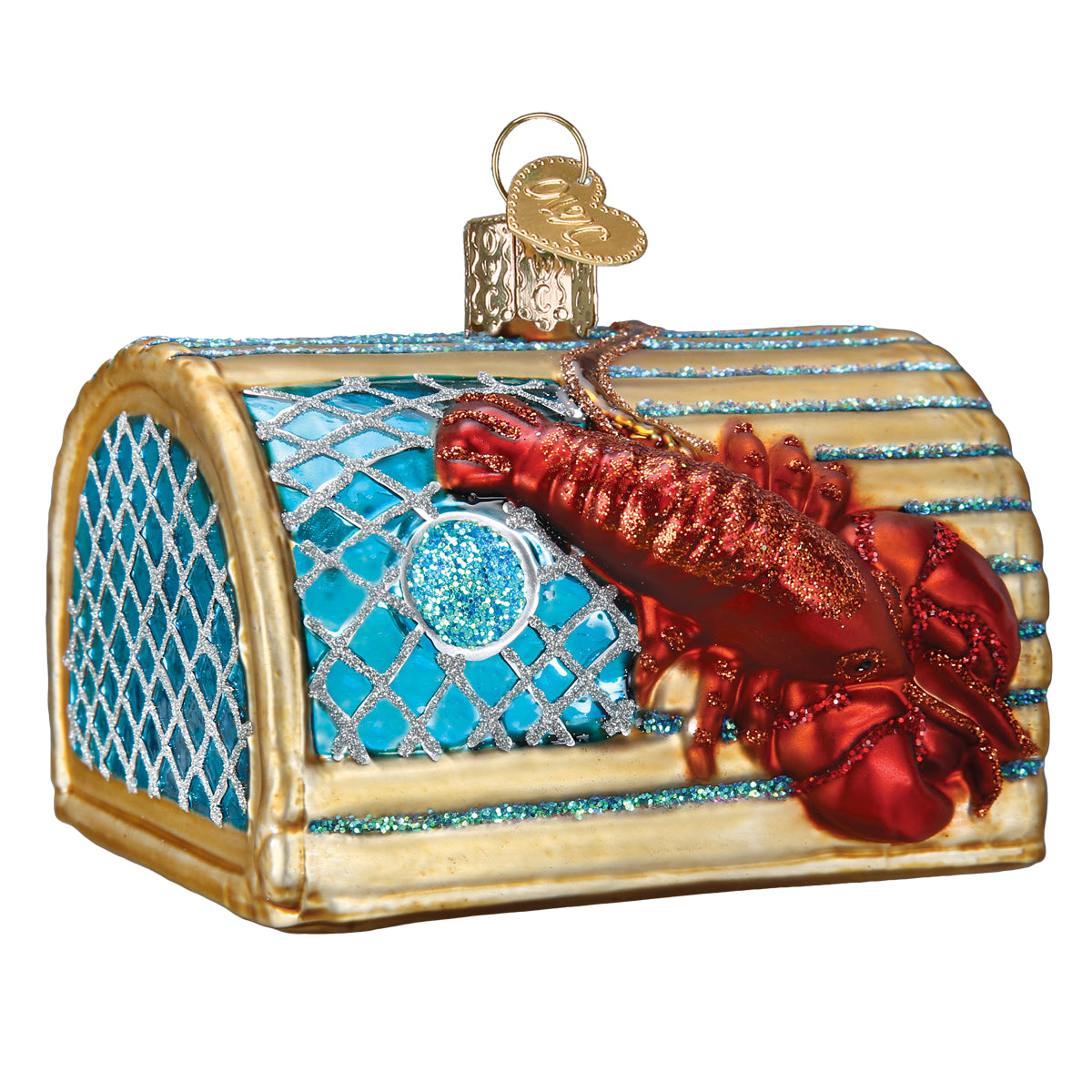 Old World Christmas Lobster Trap Ornament - hand-blown glass Christmas tree ornament (view 3)