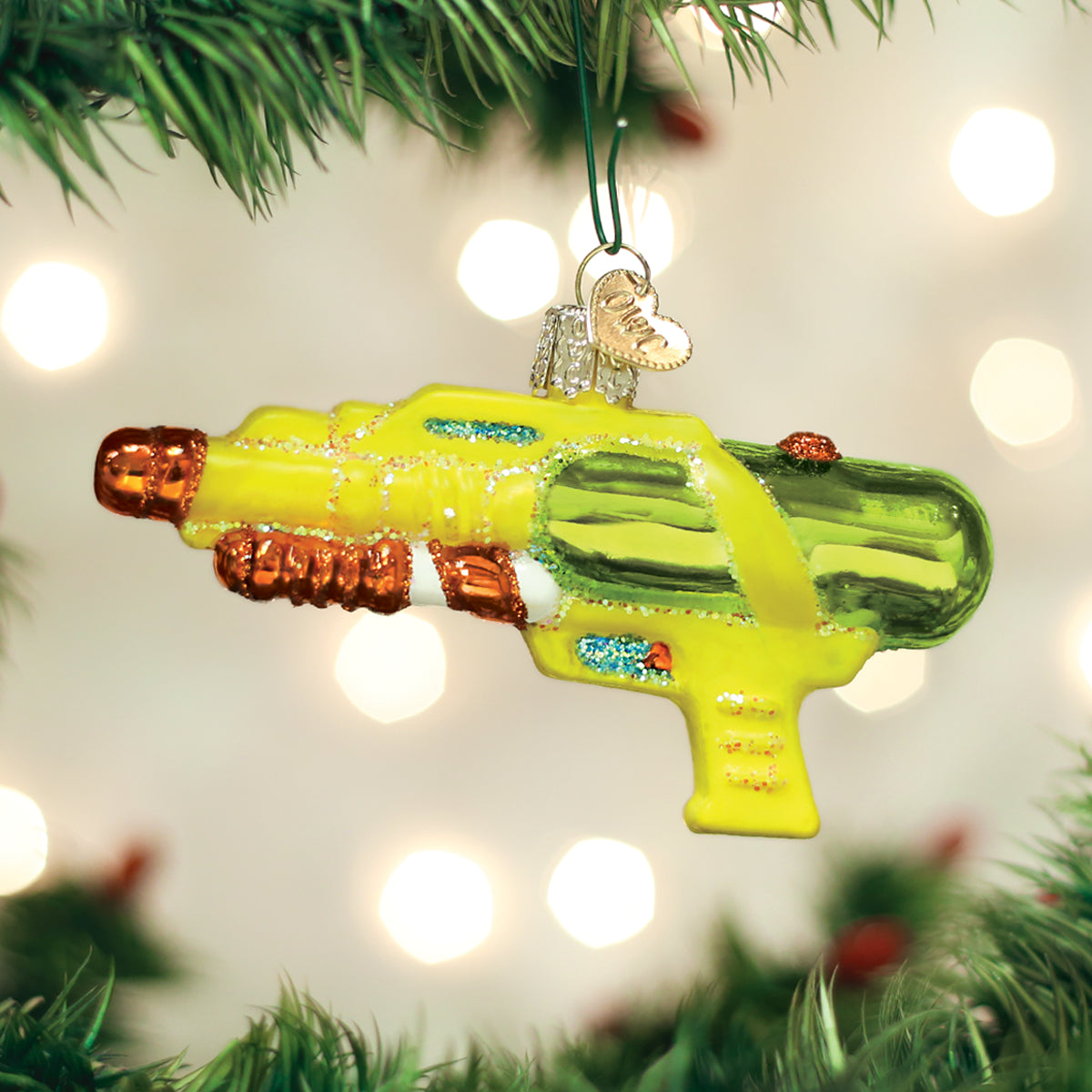Old World Christmas Squirt Gun Ornament - hand-blown glass Christmas tree ornament