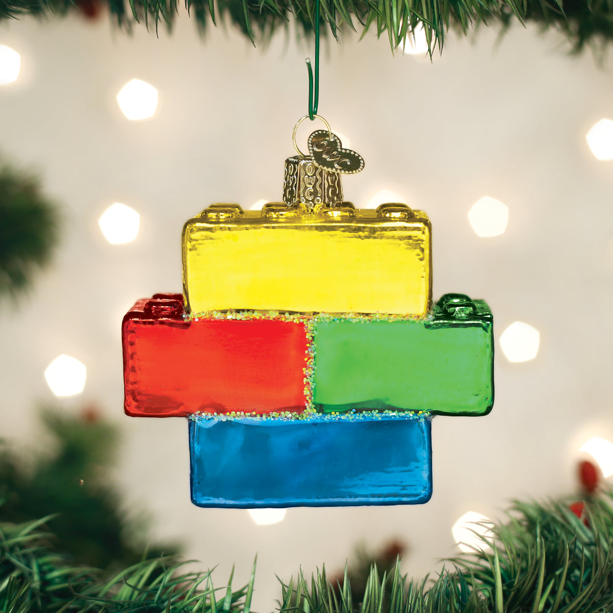 Old World Christmas Building Blocks Ornament - hand-blown glass Christmas tree ornament