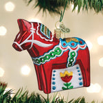 Old World Christmas Swedish Dala Horse Ornament - hand-blown glass Christmas tree ornament