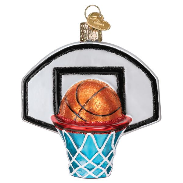 Old World Christmas Basketball Hoop Ornament - hand-blown glass Christmas tree ornament (view 3)