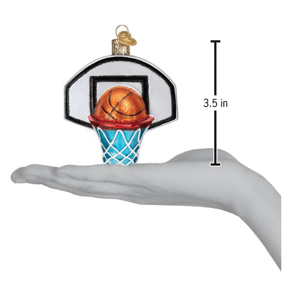 Old World Christmas Basketball Hoop Ornament - hand-blown glass Christmas tree ornament (view 6)