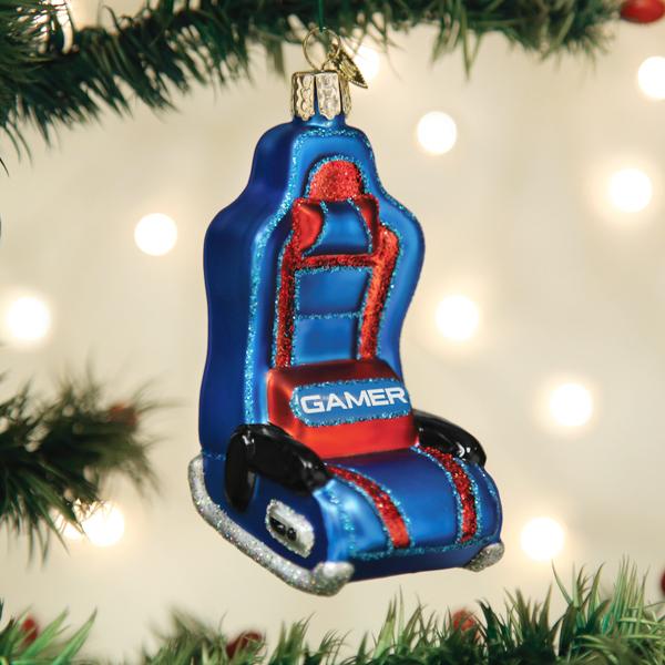 Old World Christmas Gaming Chair Ornament - hand-blown glass Christmas tree ornament