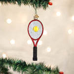Old World Christmas Red Tennis Racquet Ornament - hand-blown glass Christmas tree ornament