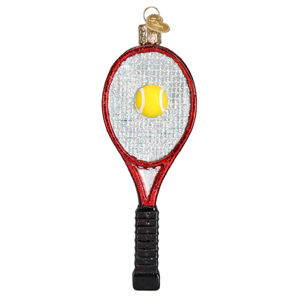 Old World Christmas Red Tennis Racquet Ornament - hand-blown glass Christmas tree ornament (view 3)