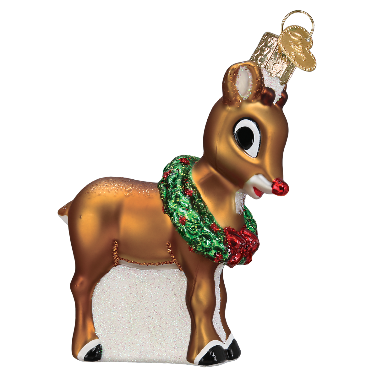 Old World Christmas Rudolph The Red-Nosed Reindeer® Ornament - hand-blown glass Christmas tree ornament (view 3)