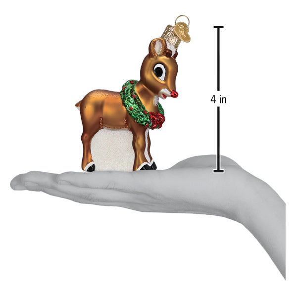 Old World Christmas Rudolph The Red-Nosed Reindeer® Ornament - hand-blown glass Christmas tree ornament (view 6)