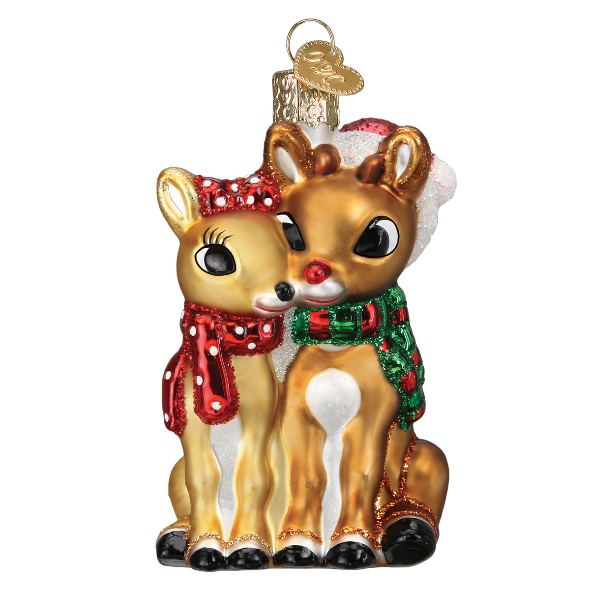 Old World Christmas Rudolph® And Clarice™ Ornament - hand-blown glass Christmas tree ornament (view 3)