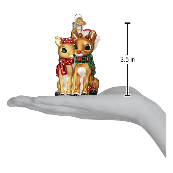 Old World Christmas Rudolph® And Clarice™ Ornament - hand-blown glass Christmas tree ornament (view 6)